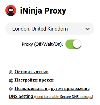 Интерфейс iNinja Proxy