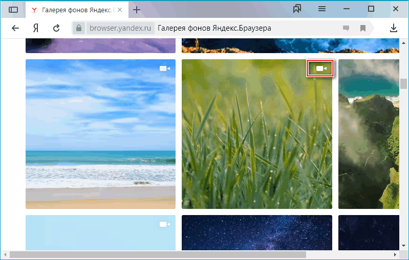 Иконка анимационного фона в Яндекс Браузере
