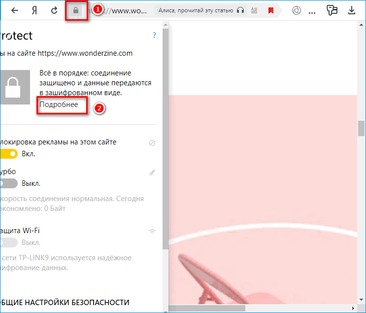 Панель Protect в Яндекс Браузере Панель Protect в Яндекс Браузере