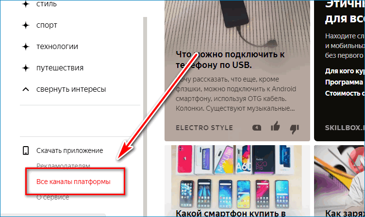 Все каналы Yandex